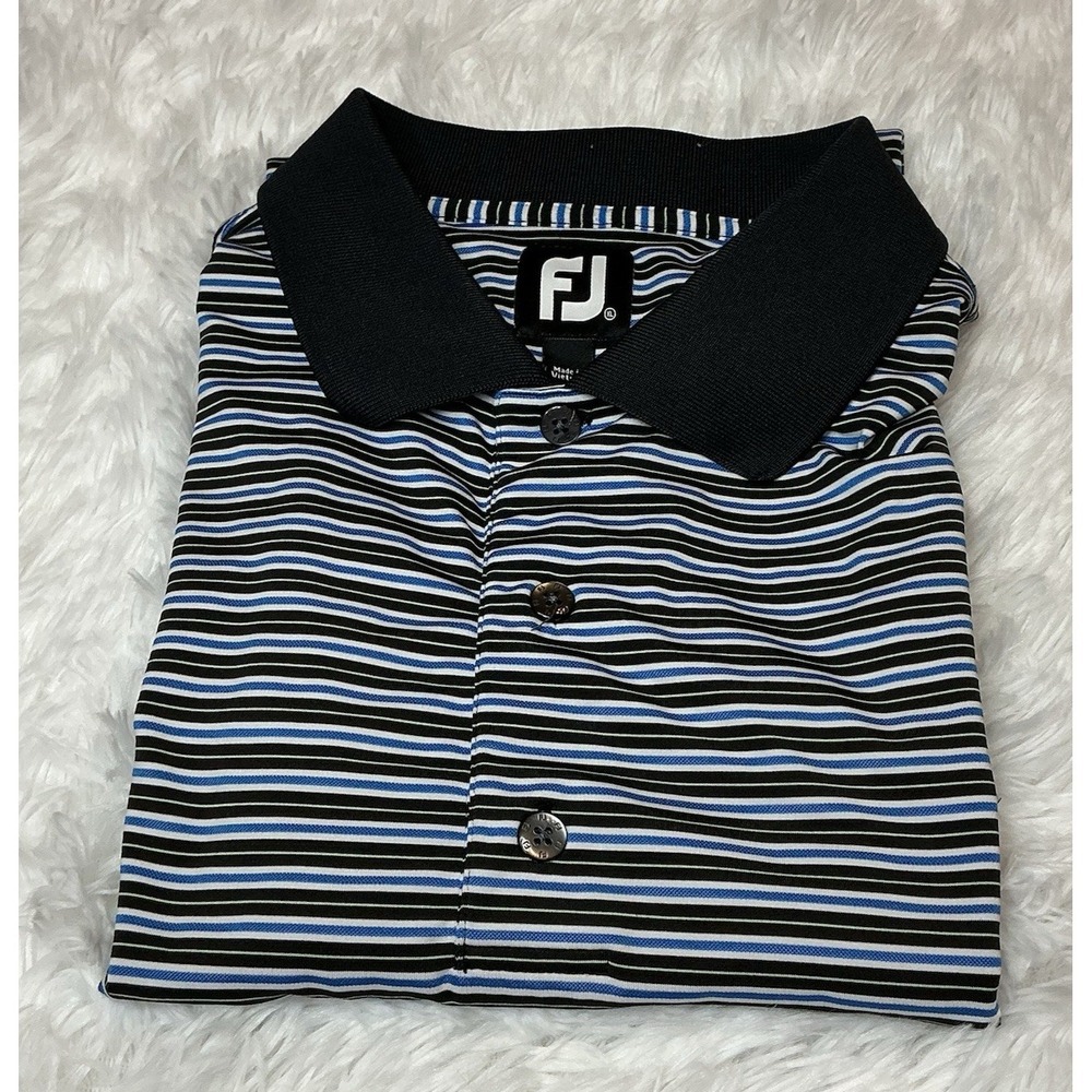 Footjoy Men's Golf Performance Stripped Short Sleeve Lg Polo Shirt